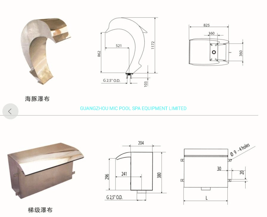 Artificial Garden Swimming Pool Fountain Nozzle Customize Stainless Steel Waterfall