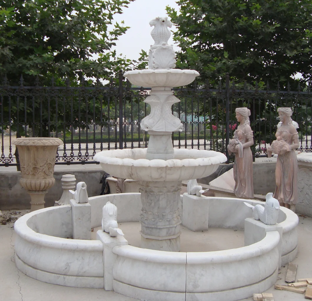 Customized Outdoor Garden Decoration Natural Marble Modeling Fountain Marble Sculpture