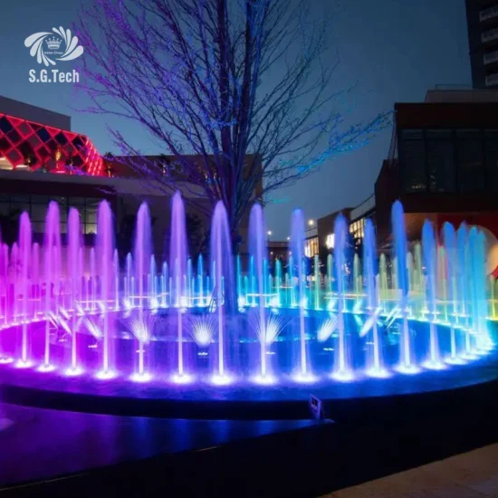 Fabricant fournir grande fontaine de danse musicale fontaine d'eau LED colorée extérieure en acier inoxydable