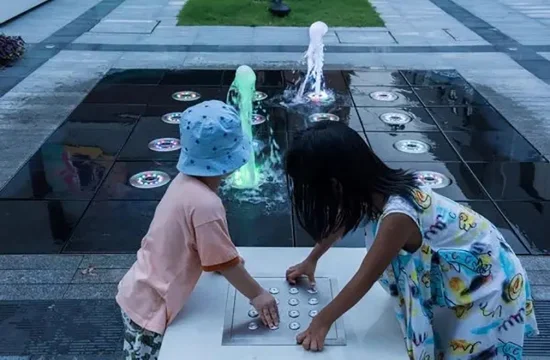 Fontaines à effets spéciaux de conception de fontaine programmée, fontaine de décoration de sculpture avec spectacle de lumière laser et projection holographique