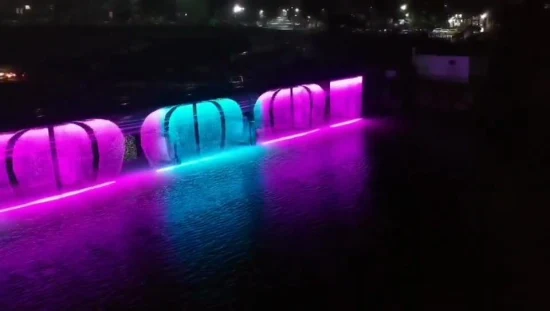 Rideau d'eau numérique de pont de fontaine de musique magique extérieure d'acier inoxydable de conception libre