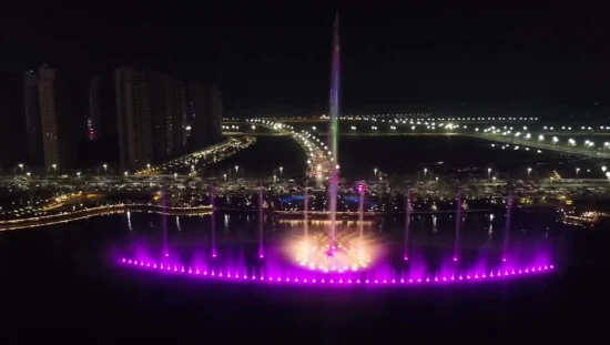 Fontaine de musique de danse extérieure avec effets laser et film de projection d'écran d'eau grande taille pour la rivière et la mer des lacs